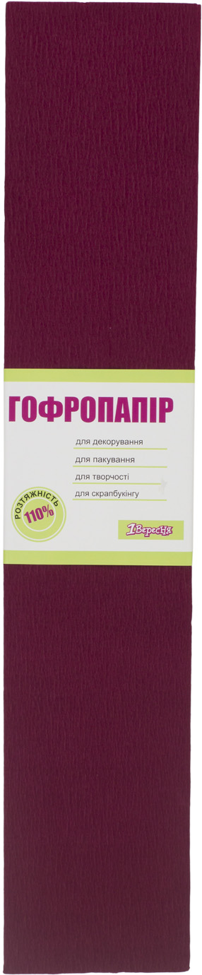 Папір гофра №7 2м х50см 110% 35,7г/м2 "1В" №703076 (бордо)(10)(200) — фото товару | Канцелярський Сад