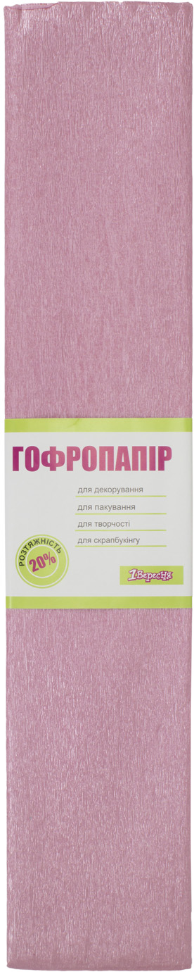 Папір гофра 2м х50см 20% "1В" №705417 (перлам. рожевий)(10) — фото товару | Канцелярський Сад