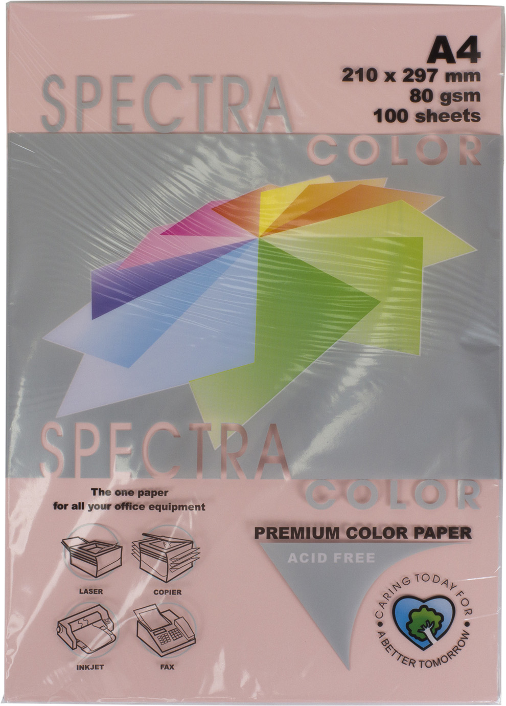 Папір кольор. А4 80г/м паст. Spectra Сolor Rose 140 (св.-рожевий)(100) — фото 3