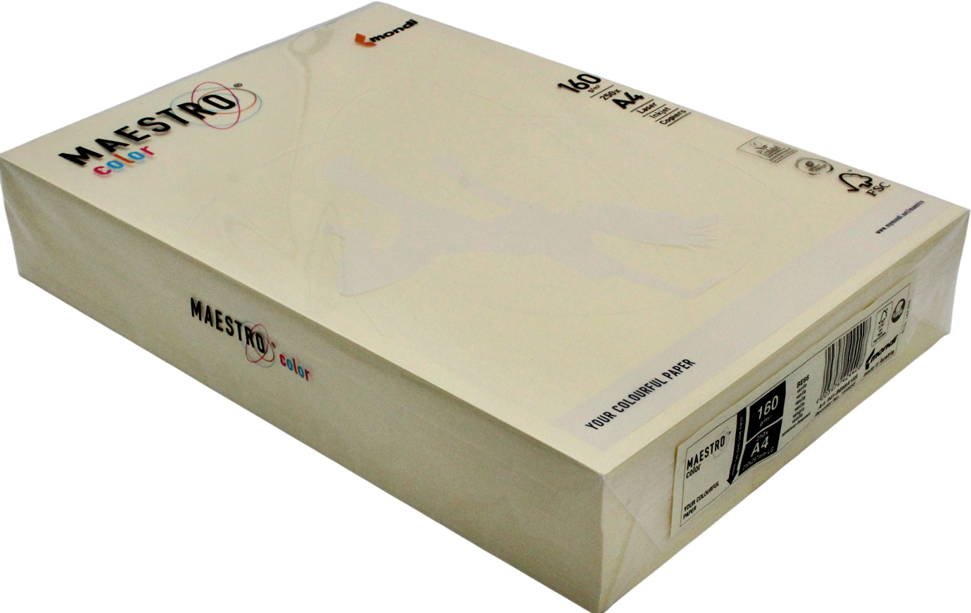 Папір кольор. А4 160г/м Maestro Color Pastell BE66 Vanilla (ванільний)(250)(1250) — фото 3