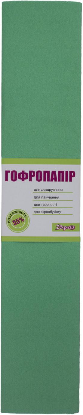 Папір гофра №5 2м х50см 55% 26,4г/м2 "1В" №705546 (яскраво-зелен.)(10)(200) — фото товару | Канцелярський Сад