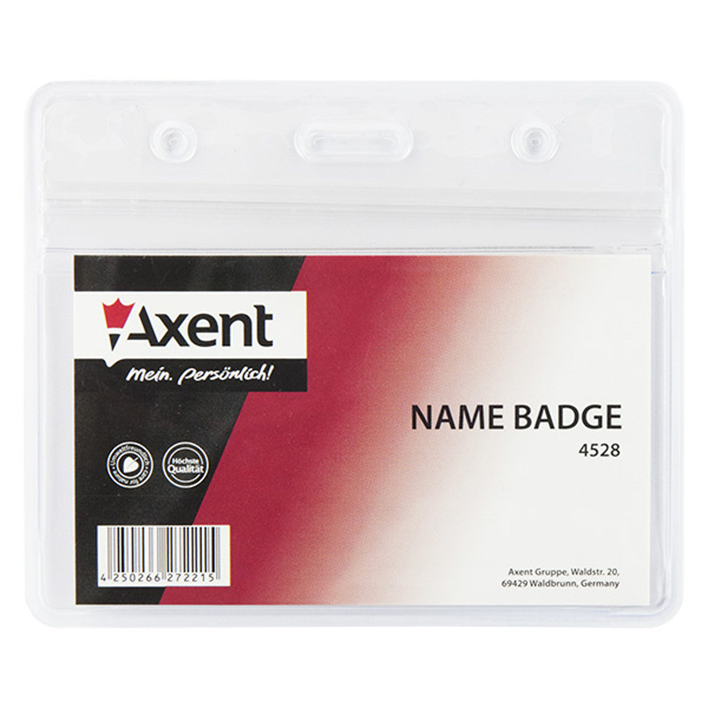 Бейдж "Axent" №4528 горизонт.88х54мм,замок zip lock,матов.,прозорий(10)(100) — купити | Канцелярський Сад