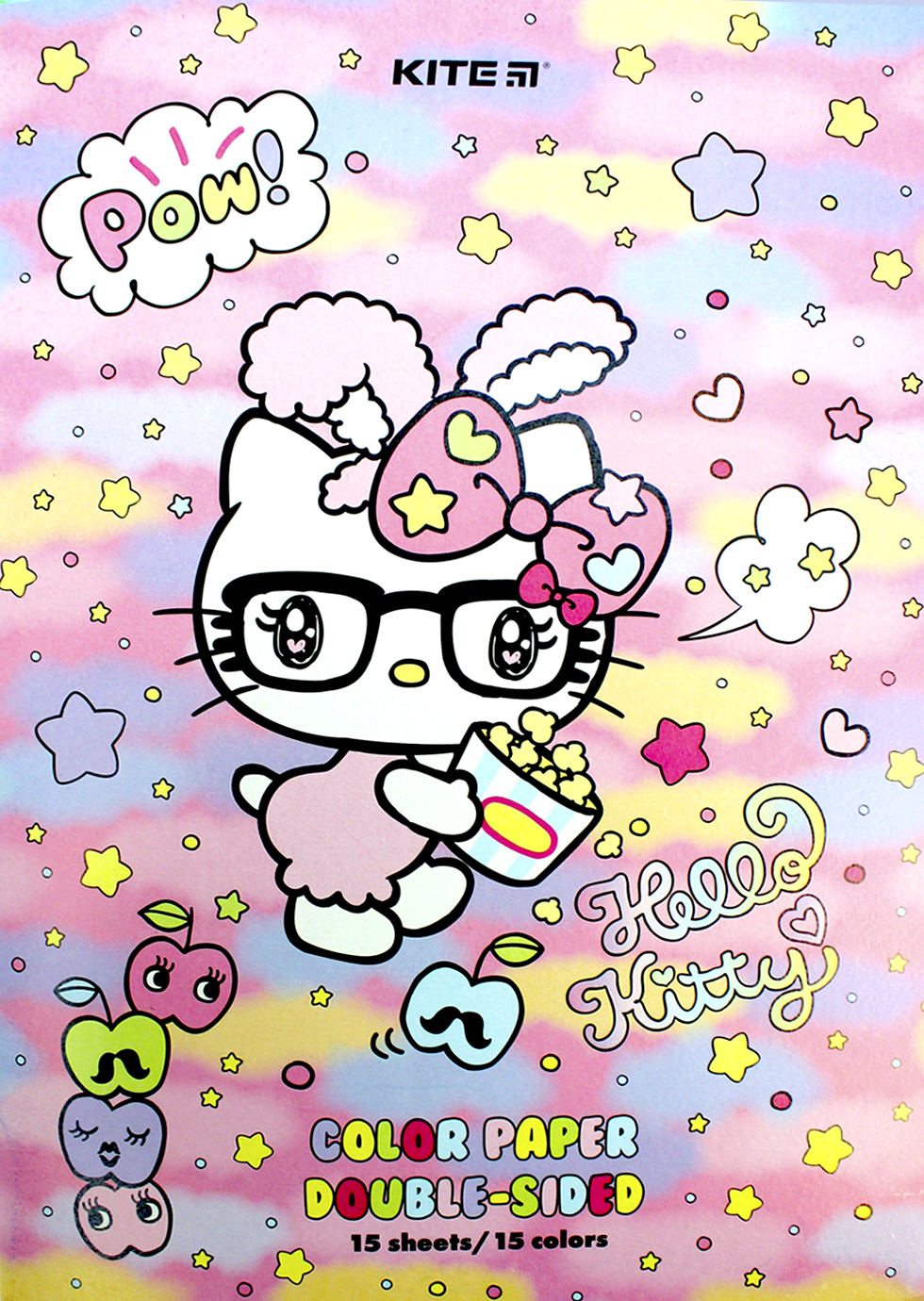 Папір кольор. А4 двостор. 15арк./ 15кольор. Hello Kitty №HK24-250/Kite/(50) — фото 4