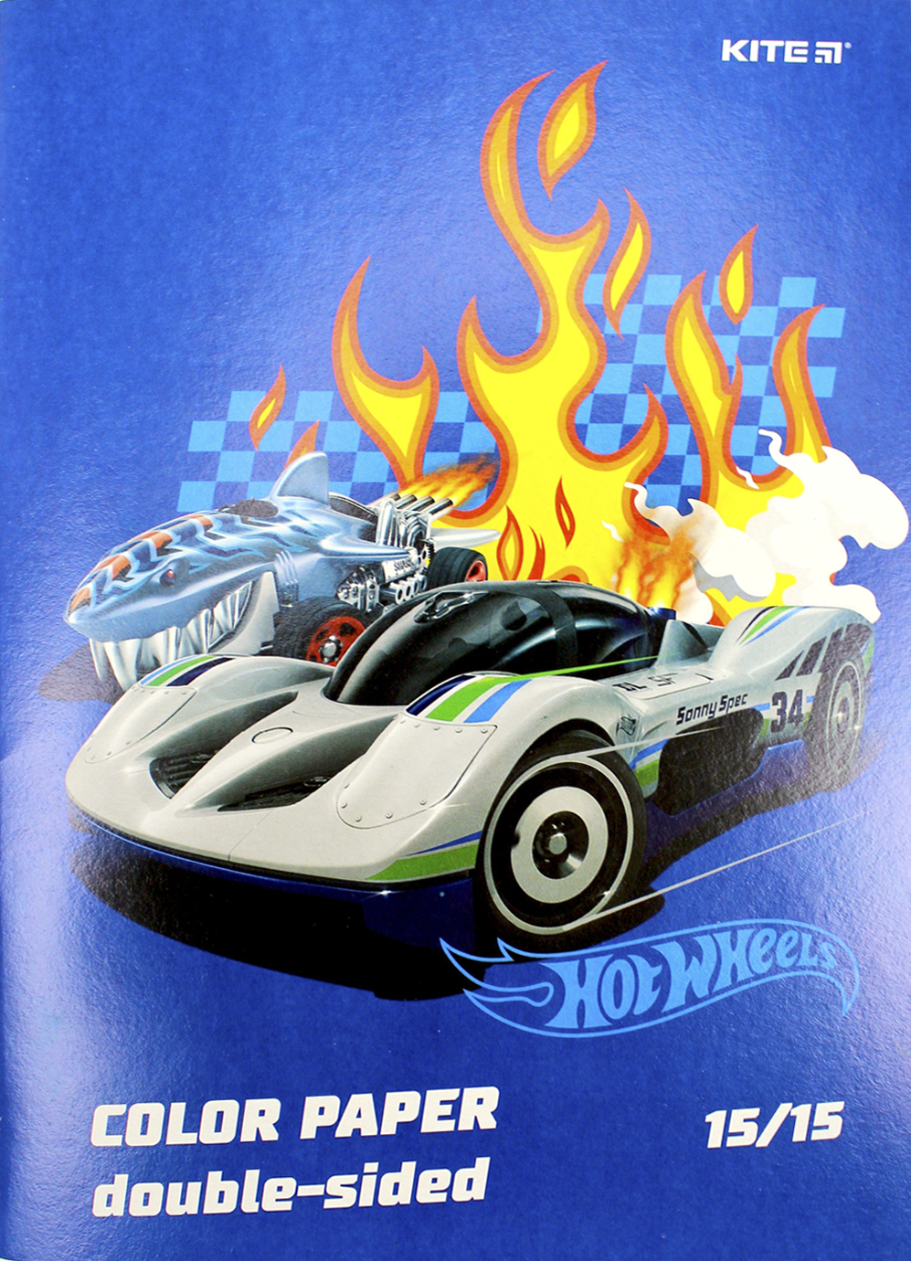 Папір кольор. А4 двостор. 15арк./ 15кольор. Hot Wheels №HW24-250/Kite/(50) — фото 4