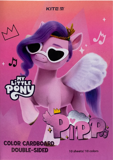 Картон кольор. А4 двостор.10арк./ 10кольор. Little Pony №LP24-255/Kite/(50) — фото товару | Канцелярський Сад