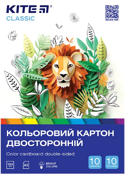 Картон кольор. А5 двостор.10арк./ 10кольор. Classic №K-289/Kite/(50) — фото товару | Канцелярський Сад