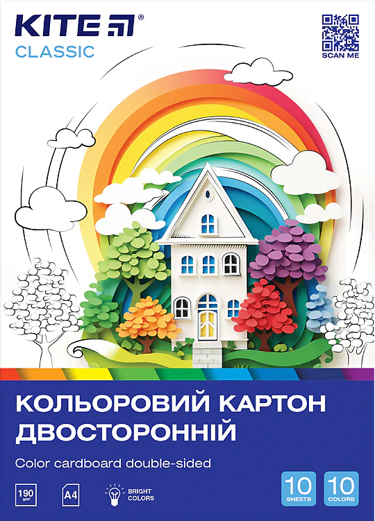 Картон кольор. А4 одностор.10арк./ 10кольор. №K26-255/Kite/(20) — фото товару | Канцелярський Сад