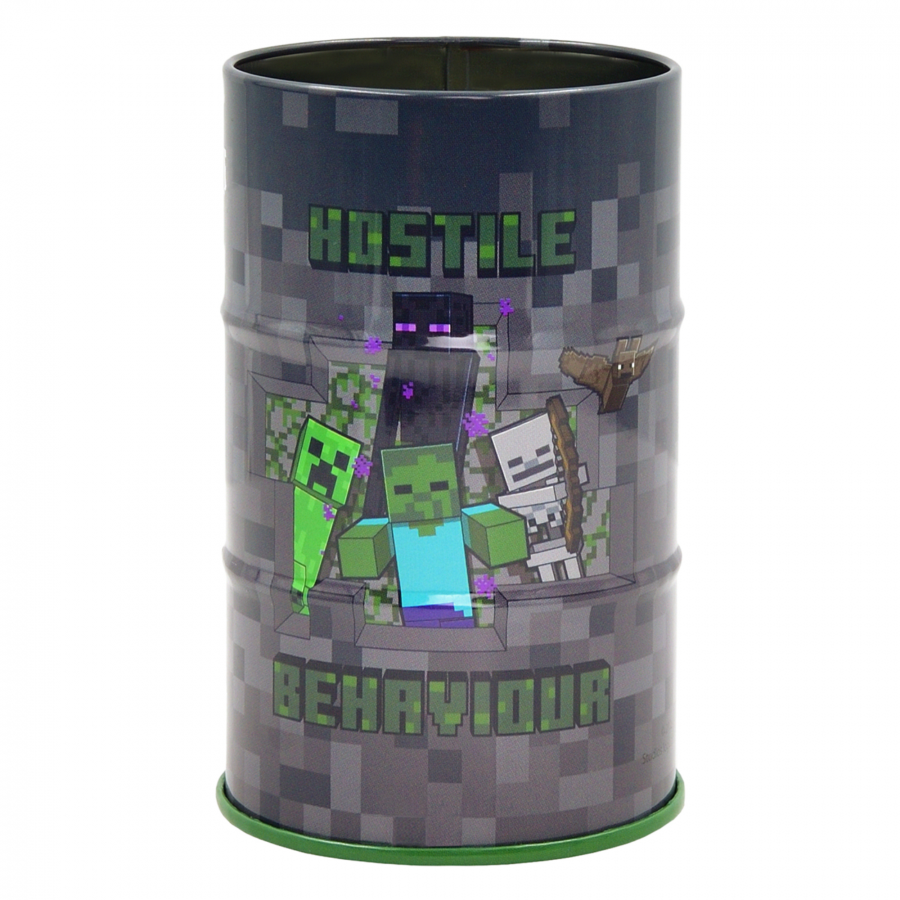 Стакан-підставка метал. "Yes" №708376 "Minecraft" бочка,сірий(50) — фото товару | Канцелярський Сад