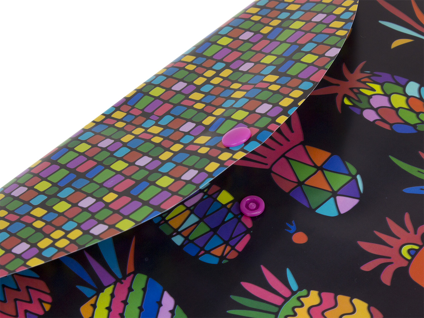Папка-конверт "Yes" №491660 А4 Black pineapple на кнопці(12)(60)(120) — фото 4
