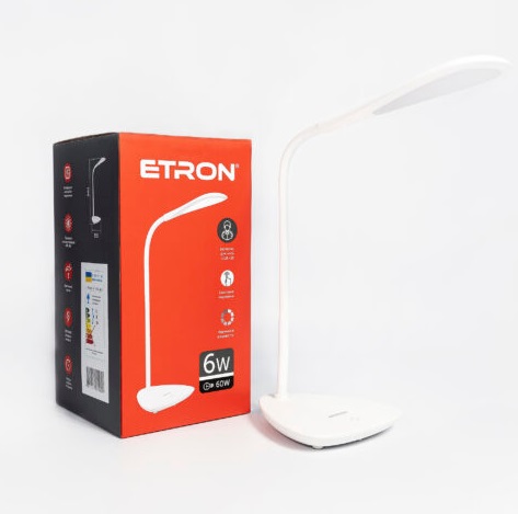 Лампа наст. LED ETRON Desk Lamp drop 6W 4200K White 1-EDL-403 — купити | Канцелярський Сад