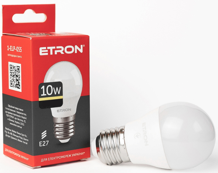 Лампа "Etron Light Power" LED 1-ELP-055 G45 10Вт 3000K E27(10) — фото товару | Канцелярський Сад