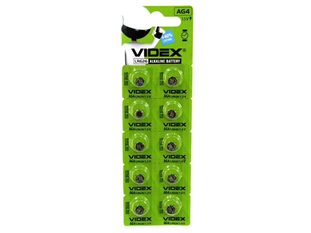 Батарейка Videx AG4/10bl(LR626)(10)(100)/1/ — фото товару | Канцелярський Сад
