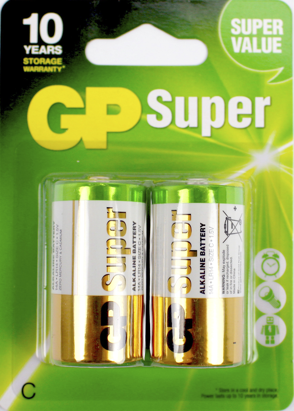 Батарейки GP Super 14AU-U2 LR-14/блістер 2шт(10)(80) — купити | Канцелярський Сад
