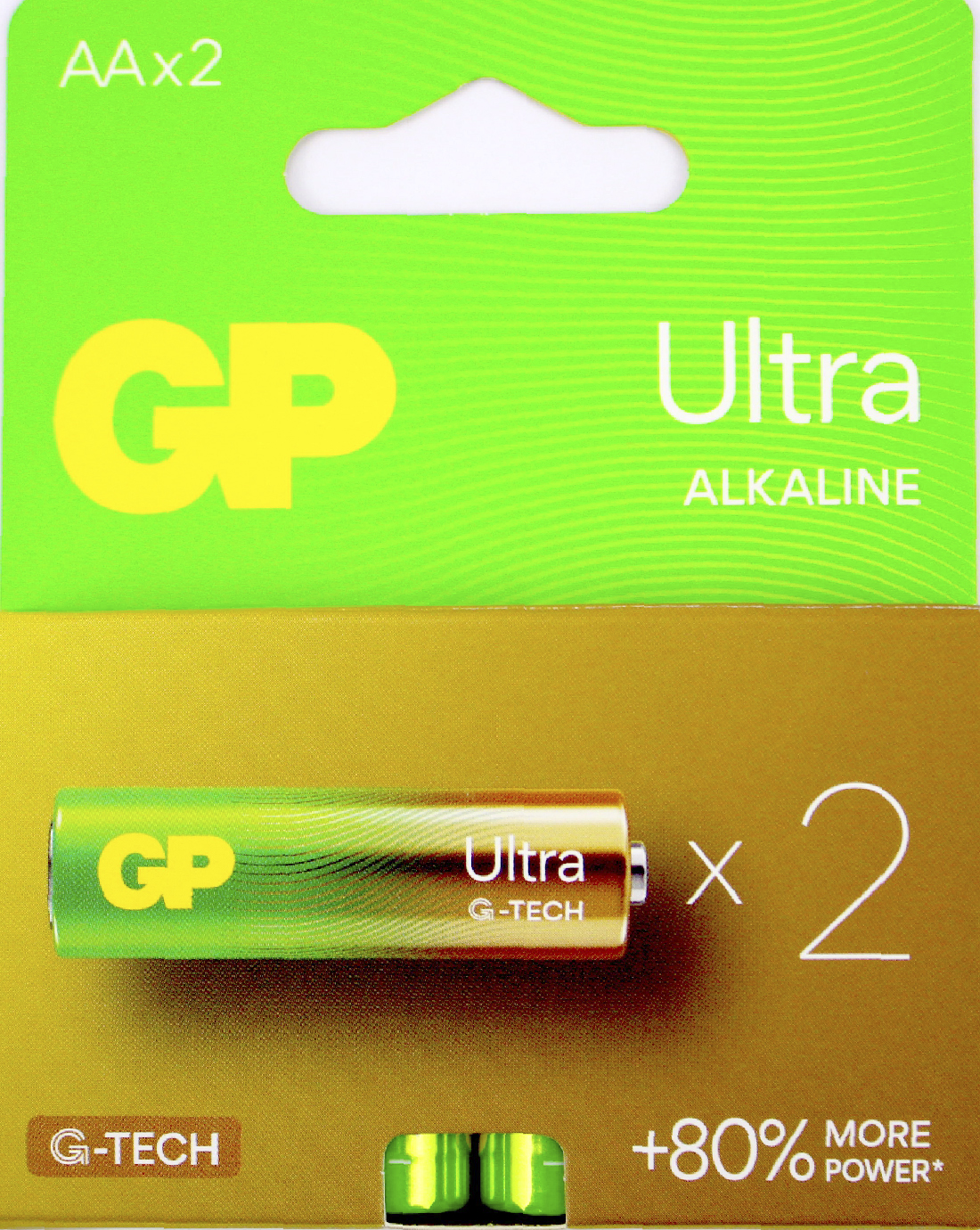 Батарейки GP Ultra 15AU21-SB2 LR-06/блістер 2шт(10)(80) — фото товару | Канцелярський Сад
