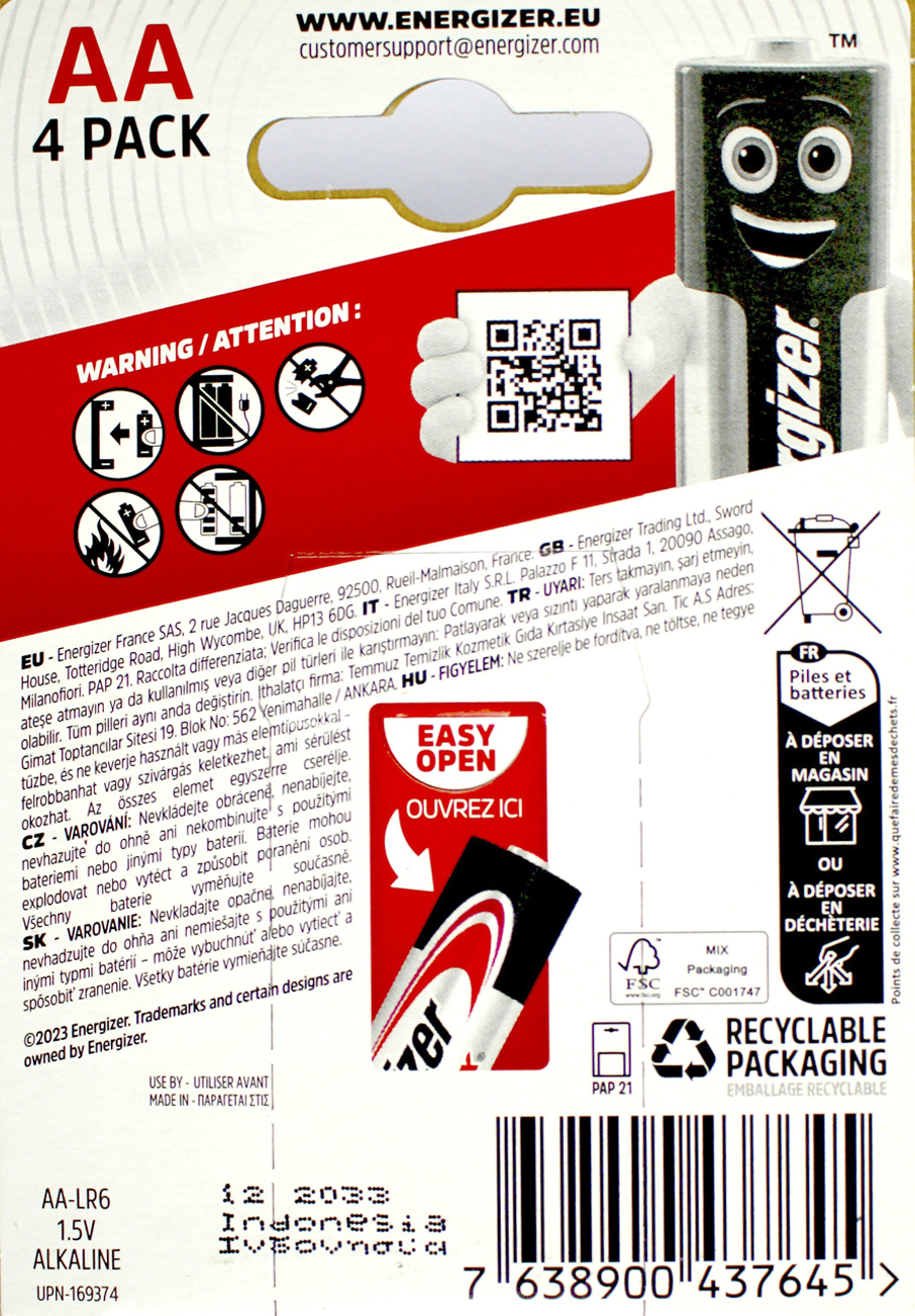 Батарейки Energizer Max LR-06/блістер 4шт(24) — фото 3