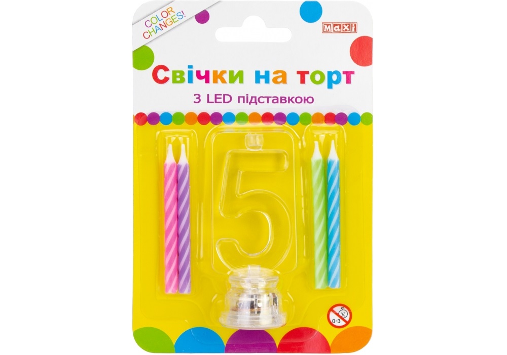 Набір свічок в торт 4шт з LED,що світиться "Цифра-5" №MX701007-5(12) — купити | Канцелярський Сад