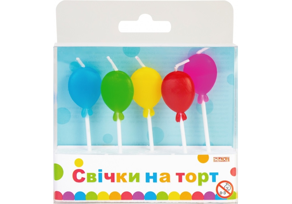 Набір свічок "Balloons" (5шт) асорті №MX629065(24)(144) — фото товару | Канцелярський Сад