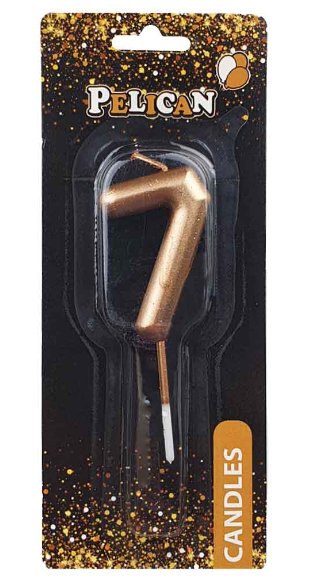 Свічка в торт "Цифра-7" золото 4,5см №864517/Pelican/(1)(12)(100)(800) — купити | Канцелярський Сад