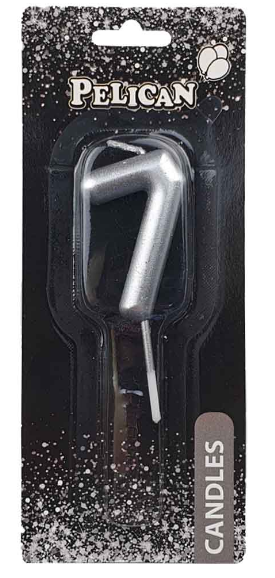 Свічка в торт "Цифра-7" срібло 4,5см №864527/Pelican/(1)(12)(100)(800) — купити | Канцелярський Сад