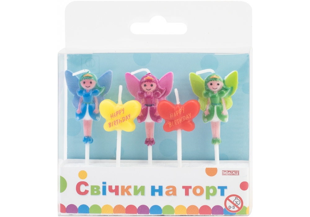 Набір свічок в торт "Fairy" 5шт №MX629073/Maxi/(24) — купити | Канцелярський Сад