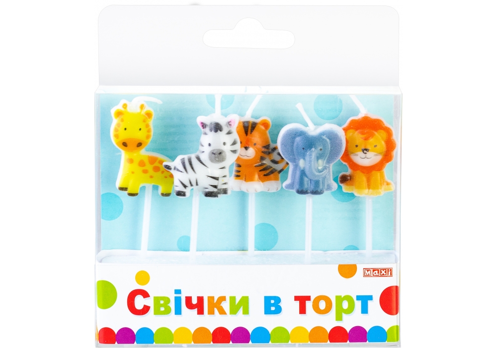 Набір свічок в торт "Africa" 5шт 3D №MX629291/Maxi/(24) — фото товару | Канцелярський Сад