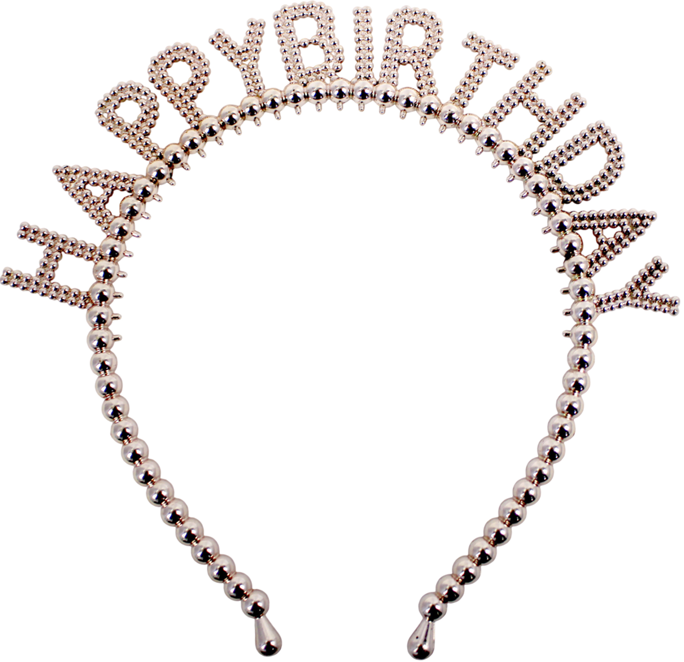 Обруч для волосся "Happy birthday" бусинки рожеве золото №15111(20) — фото 3