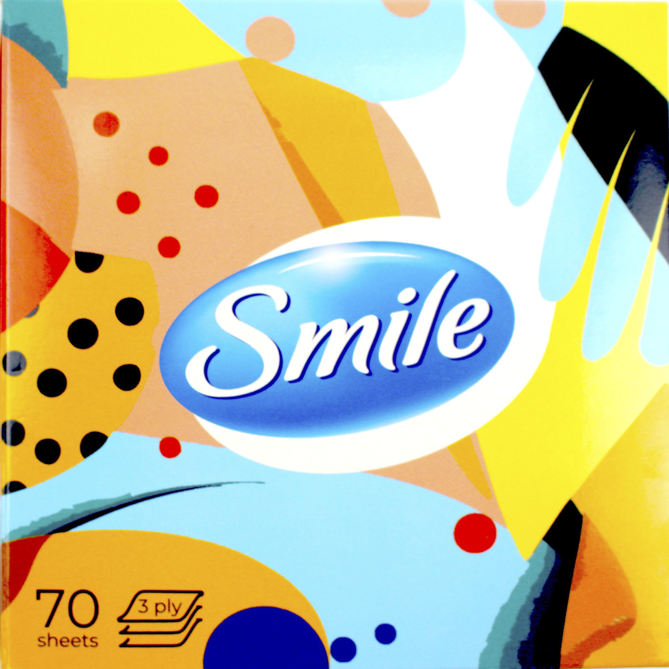 Серветки паперові косметичні Smile (70шт) 3шар білі куб №1996(24) — фото 3