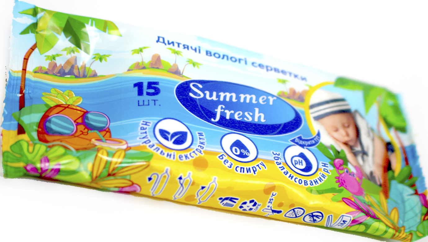 Серветки вологі "Summer Fresh" (15шт) Compact Pack №1899(10)(72) — фото 3