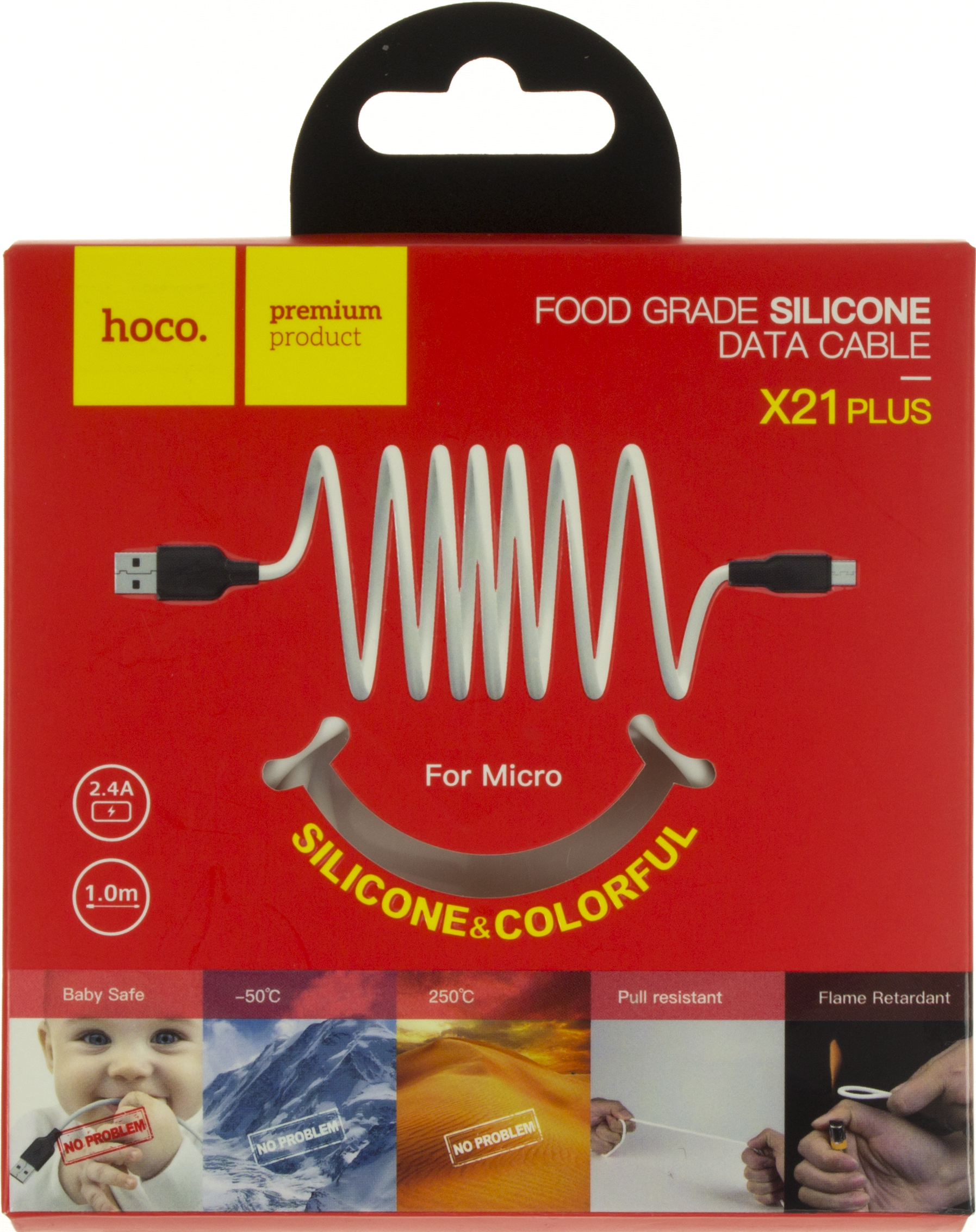 Кабель USB > microUSB HOCO X21 Silicone 2.4A 1м black/white(28) — купити | Канцелярський Сад