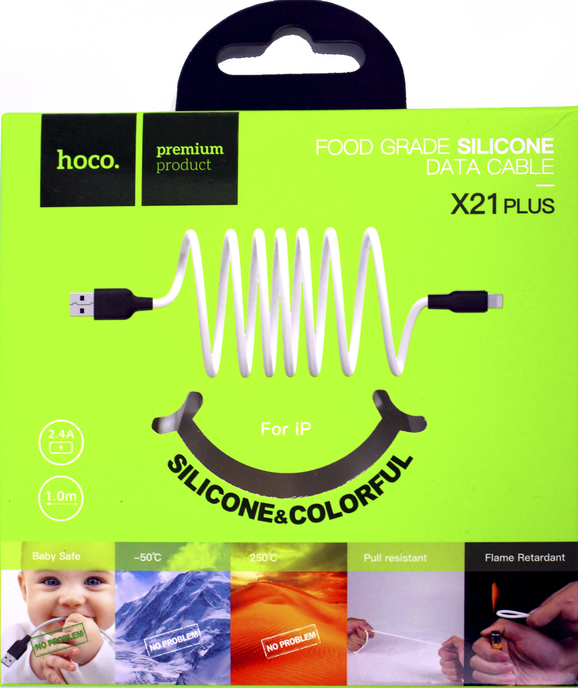 Кабель USB > lightning HOCO X21 Silicone 2.4A 1м black/white(28) — фото 3