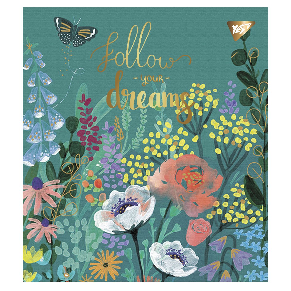 Зошит А5 YES 48арк. кліт. мат. ВДЛ+ УФ-виб+Pantone Gold "Follow your dreams" №766872(5)(100) — фото товару | Канцелярський Сад
