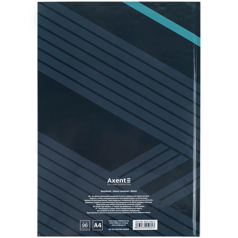 Книга-канц. А4 96арк. кліт. тв. обкл. "Lines" сіра №8422-580/Axent/(10) — фото 5