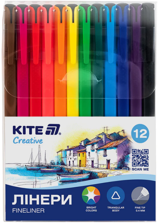 Набір лінерів "Kite Creative" №K-1164 12шт 0,4мм(12) — купити | Канцелярський Сад
