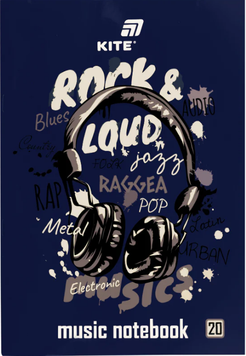 Нотний зошит А4 20арк. Rock&Loud №K26-404/Kite/(10) — купити | Канцелярський Сад
