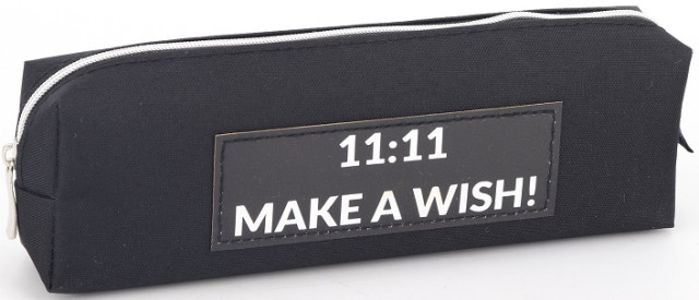 Пенал 1від., б/н,на блиск. "11:11 Make a Wish!" чорний 1 №KJ4053/Мандарин/(48) — фото товару | Канцелярський Сад