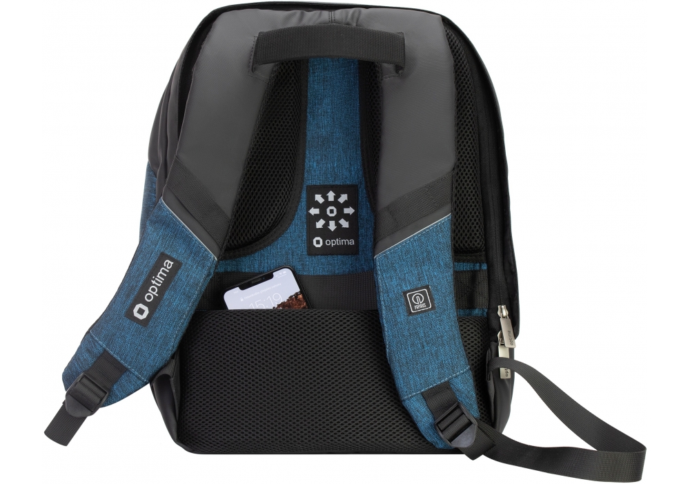 Рюкзак "Optima" Anti-theft 1від.,1карм. 17" темно-синій №O97366-02 — фото 4