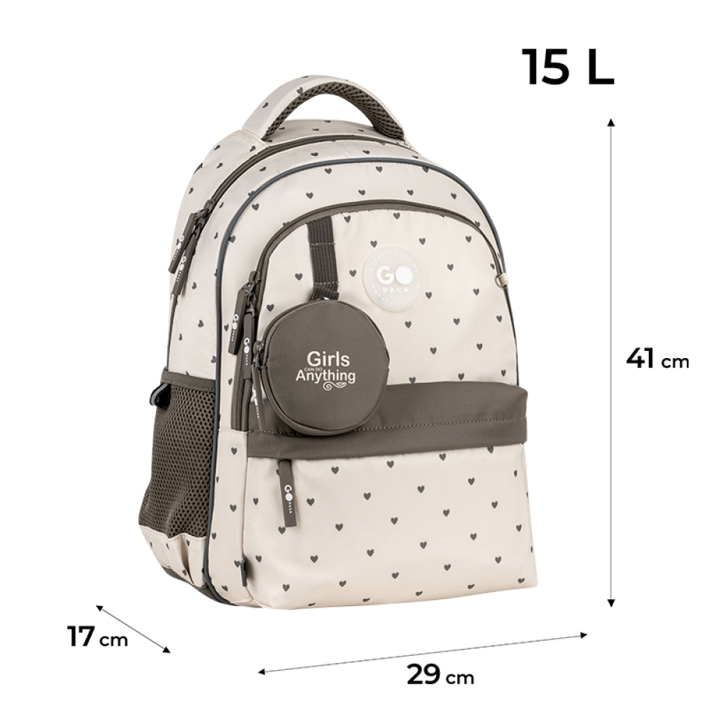 Рюкзак "GoPack" Education 182M Beige Polka Dots 2від. 4карм. №GO26-182M-3(10) — фото 3