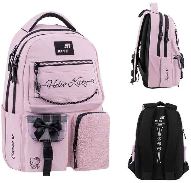 Рюкзак "Kite" Education teens 2587M Hello Kitty 2від.,5карм. №HK26-2587M-2(100 — купити | Канцелярський Сад