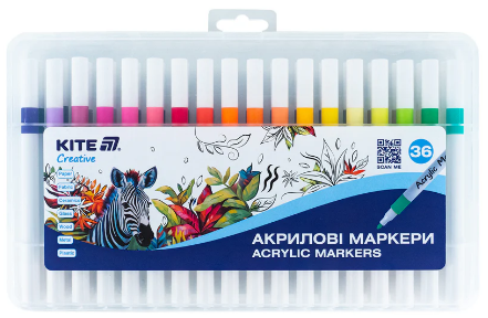Набір маркерів акрил. "Kite" Creative №K-1158 36шт(25)(50) — купити | Канцелярський Сад