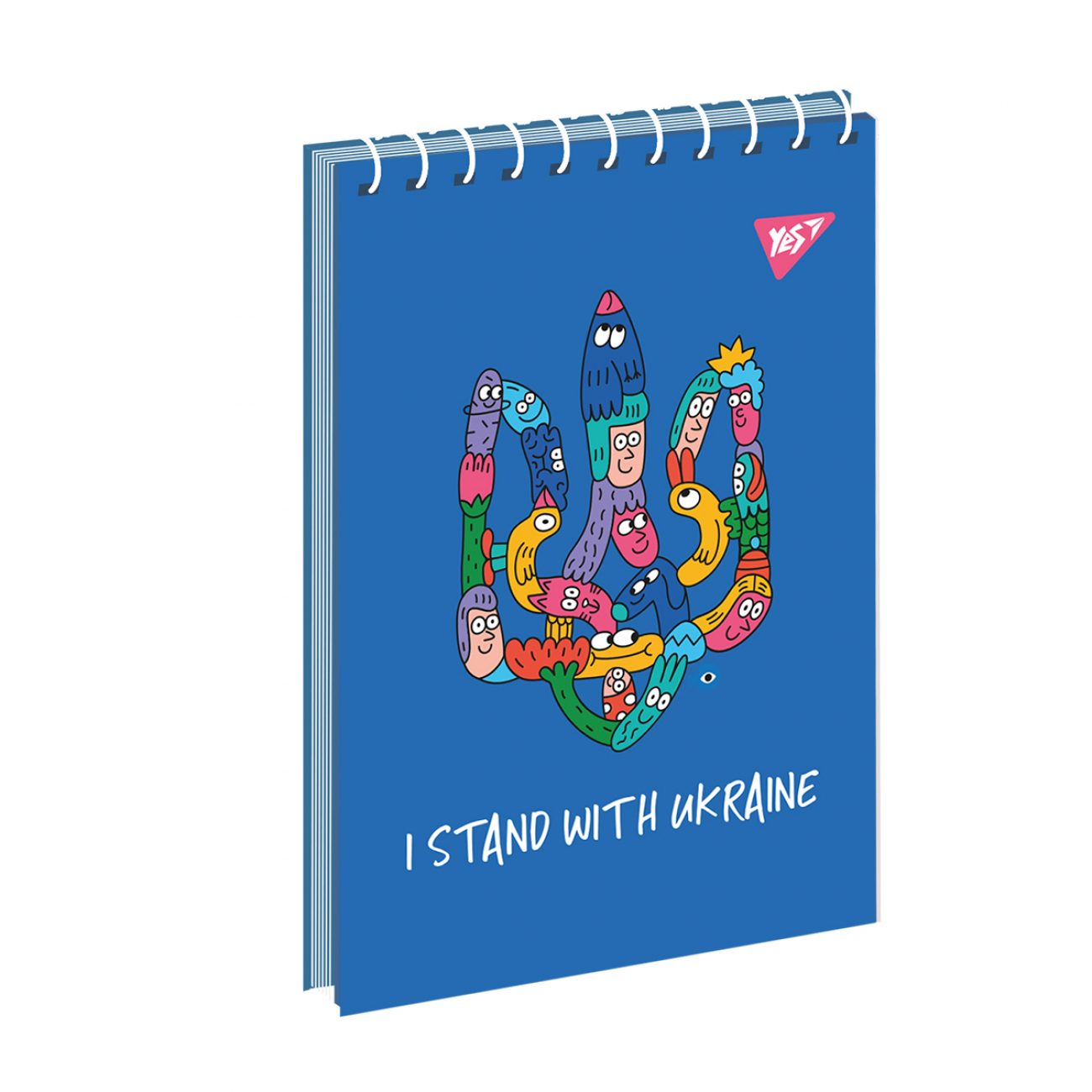 Блокнот пруж. А7 80арк. кліт. карт. обкл. Stand with Ukraine №151967/Yes/(6)(336) — фото товару | Канцелярський Сад