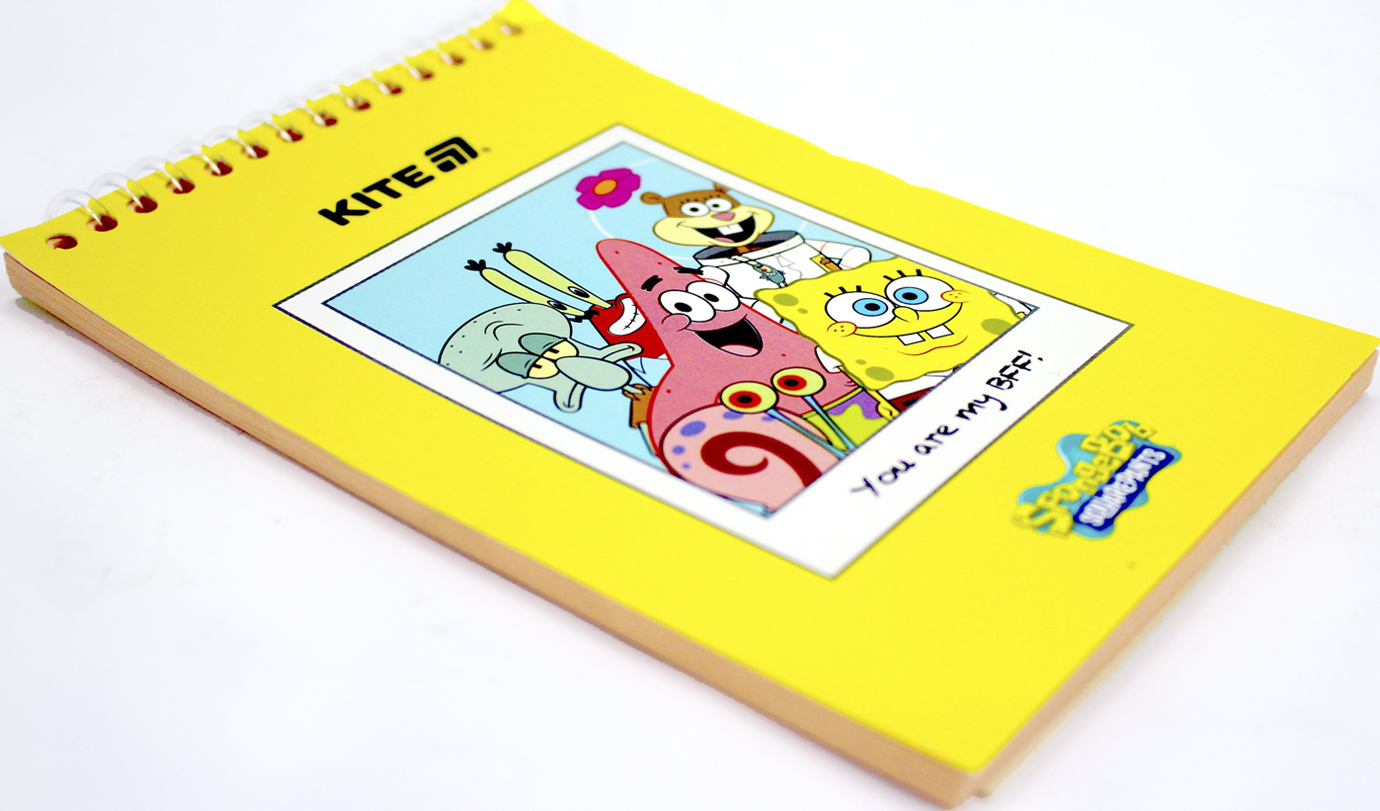 Блокнот пруж. А6 48арк. б/лін. пласт. Sponge Bob №SB25-196/Kite/(20) — фото 3