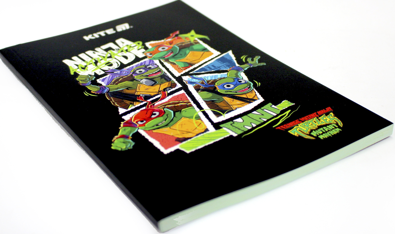 Блокнот А5 64арк. б/лін. м'яка обкл. Ninja Turtles термобіндер №NT25-193-2/Kite/(10) — фото 3