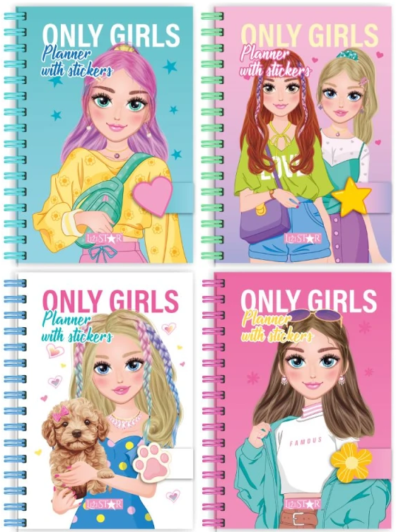 Блокнот пруж. бок. В6 64арк. "Only Girls Planner" з наліпками №LS-01/Апельсин/(12) — купити | Канцелярський Сад