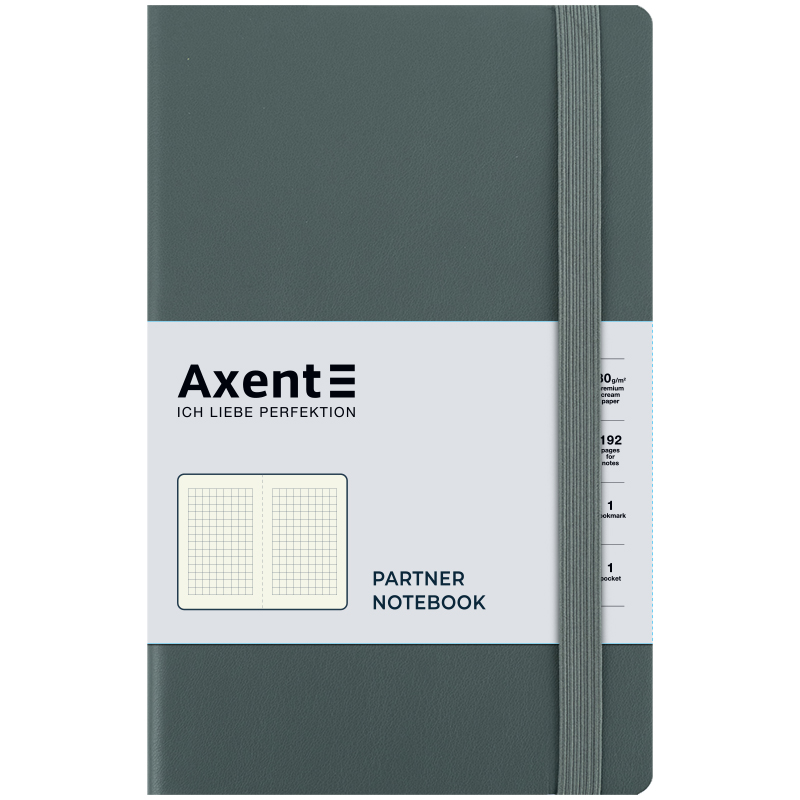 Блокнот А5 96арк. кліт. "Partner Soft" Earth Colors зелений №8620-04-A/Axent/(12) — фото товару | Канцелярський Сад