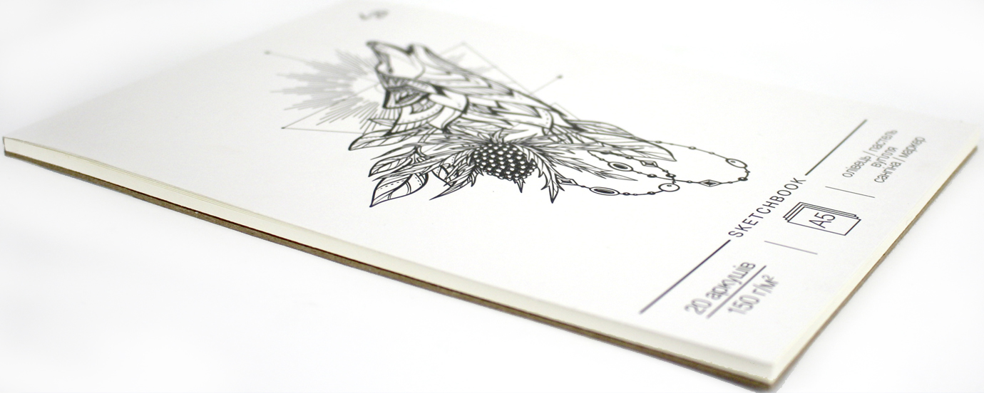 Скетчбук 20арк. А5 б/лін. "Tattoo sketchbook" one,вовк №98300/Profiplan/(10) — фото 3