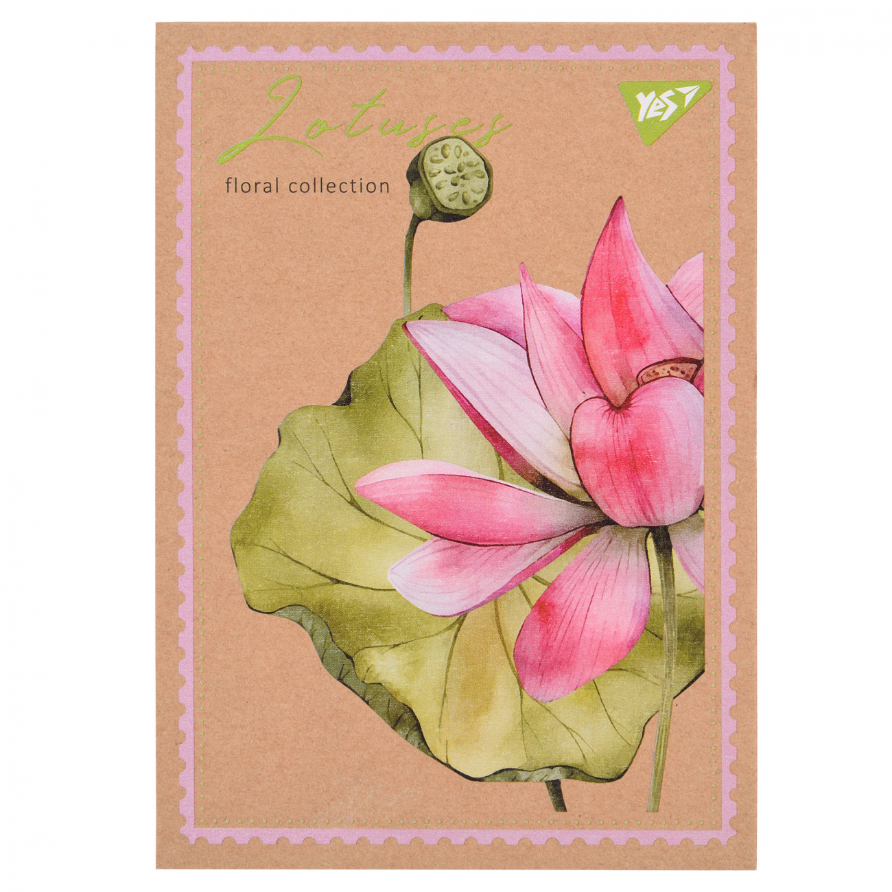 Блокнот А6 80арк. кліт. білила,крафт Flowers №152002/Yes/(3)(168) — фото товару | Канцелярський Сад