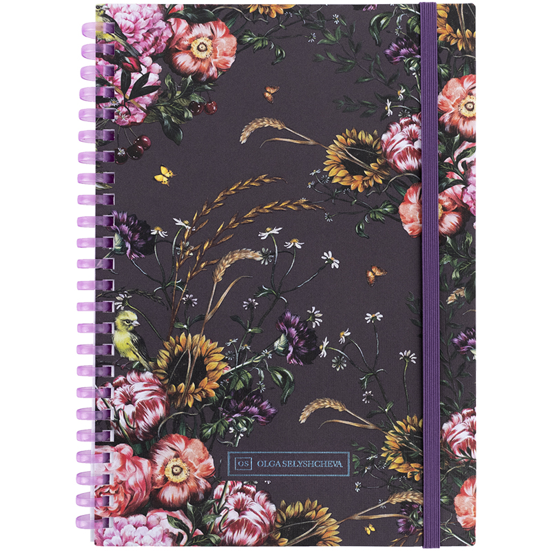 Блокнот пруж. А5 80арк. кліт. карт. обкл. "Purple field" №8471-6-A-OS/Axent/(1)(24) — фото товару | Канцелярський Сад