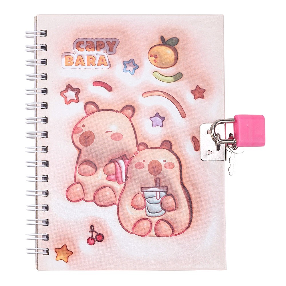 Блокнот пруж. бок. А6 48арк. кліт. із замком асорті"Kids line. Capybara2" №ZB.700005/Zibi/ — фото товару | Канцелярський Сад