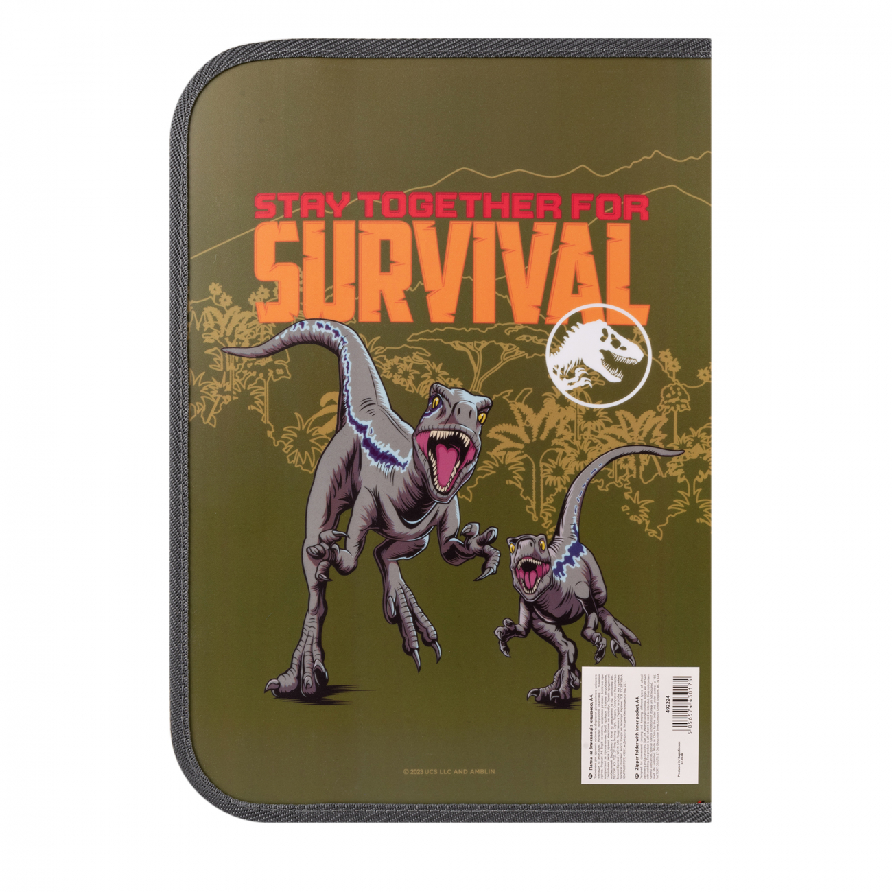 Папка факульт."Yes" А4 №492224 "Jurassic World" пласт. на блискавці,з внутр. кишенею, хакі(12)(48) — фото 4