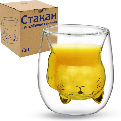 Стакан скло "Cat" 190мл з подвійною стінкою №202-41/S&T/(36) — фото товару | Канцелярський Сад